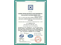Certificate of conformity of environmental management system certification