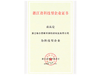 Certificate of science and technology enterprise in Zhejiang Province